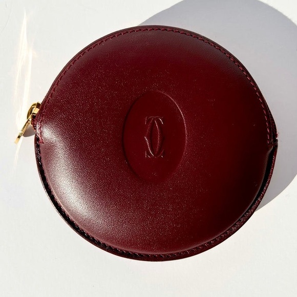 Cartier Handbags - Cartier Burgundy Leather Coin Purse EUC